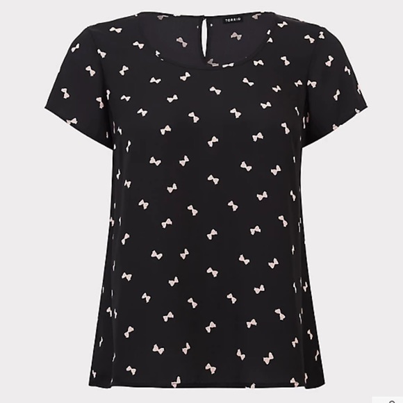 Torrid black bows hi/lo georgette blouse - Picture 9 of 15